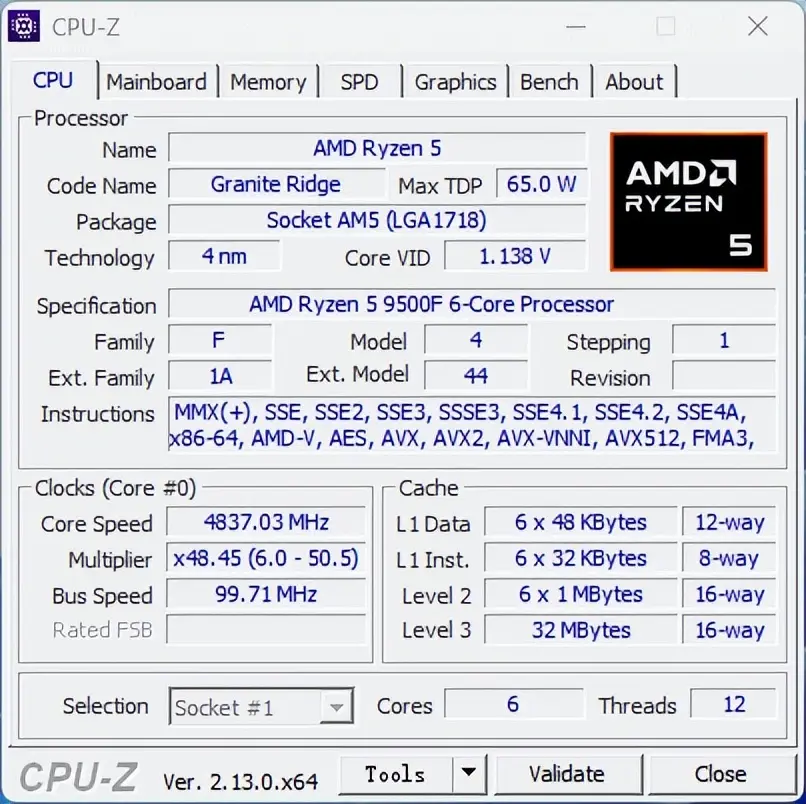 AMD锐龙5 9500F评测_AMD锐龙5 9500F性能测试_9500F