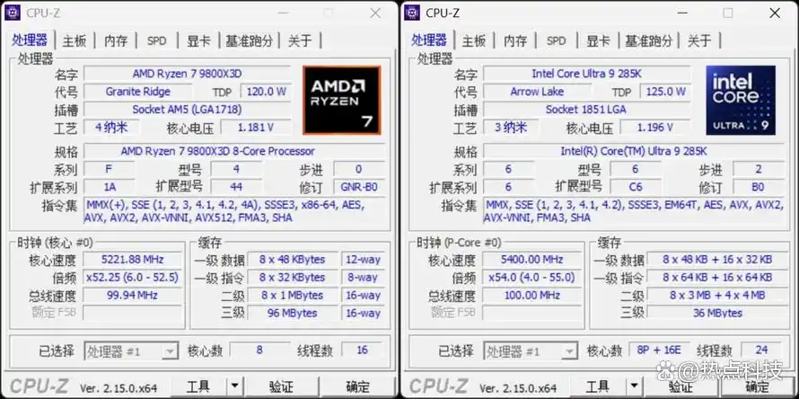 AMD锐龙7 9800X3D对比Intel酷睿Ultra 9 285K游戏性能测试_锐龙7 9800X3D 3D V-Cache缓存优势分析_9800X3D