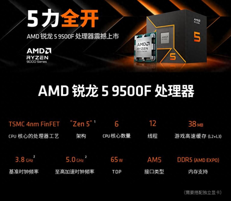 7500F的继任者，按部就班的更替——AMD锐龙R5 9500F首发评测