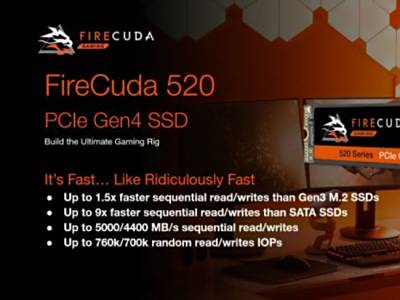 希捷公布PCIe 4.0通道FireCuda 520固态硬盘