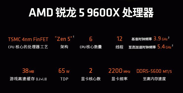 AMD锐龙7 9800X3D处理器_AMD处理器_AMD锐龙5 9600X处理器