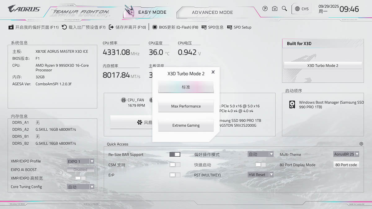 技嘉X870E AORUS MASTER X3D ICE主板 8层背钻PCB主板 X3D Turbo 2.0技术_9950X3D