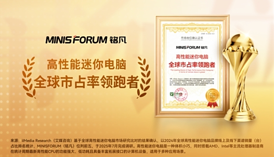 铭凡获艾媒咨询“铭凡获艾媒咨询“高性能迷你电脑全球销量领先品牌”