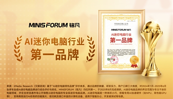 铭凡获艾媒咨询“铭凡获艾媒咨询“高性能迷你电脑全球销量领先品牌”