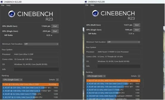 千元装机新标杆：酷睿 Ultra 5 230F 超越锐龙 5 9500F