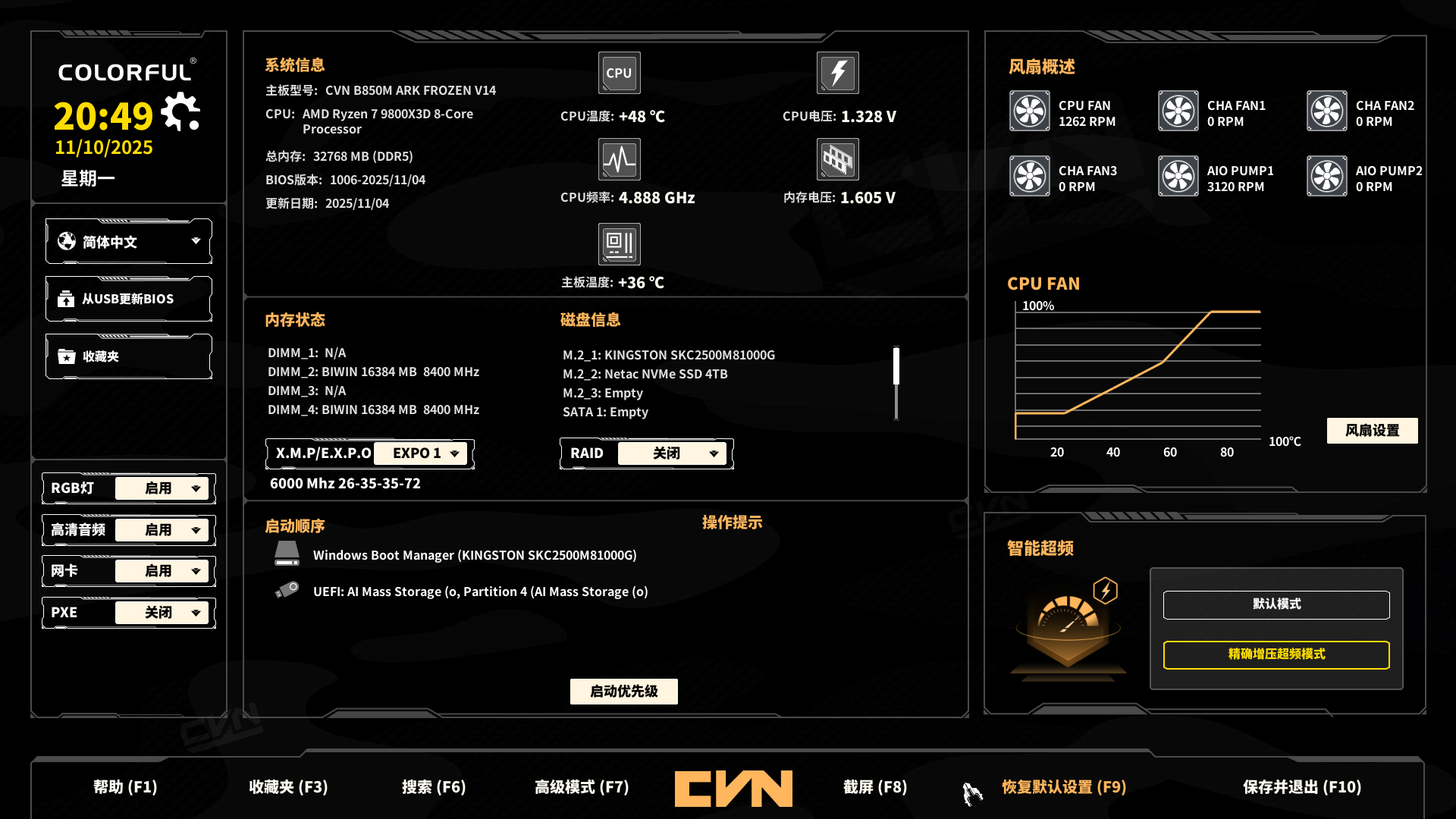9800X3D+七彩虹B850M ARK 方舟评测：稳8400C36、三M.2、异步超频