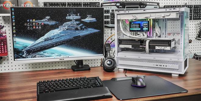 利民彩虹视界TURBO 360白色水冷双屏幕主机评测_Tt钢影透S-M Pro机箱9950X3DROG B850小吹雪索泰5080装机配置分享_9950X3D