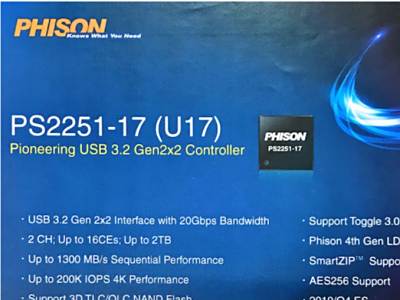 群联公布PS2251-17主控：支持外置固态硬盘