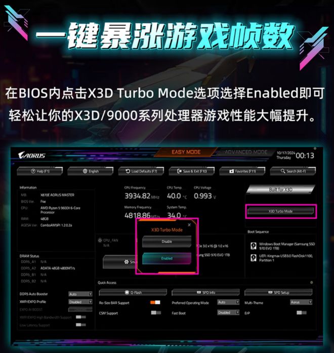 技嘉X870EX3D主板+锐龙79900X3D处理器套装_9800X3D_技嘉X870EAORUSMASTERX3DICE超级冰雕主板+锐龙99800X3D处理器套装