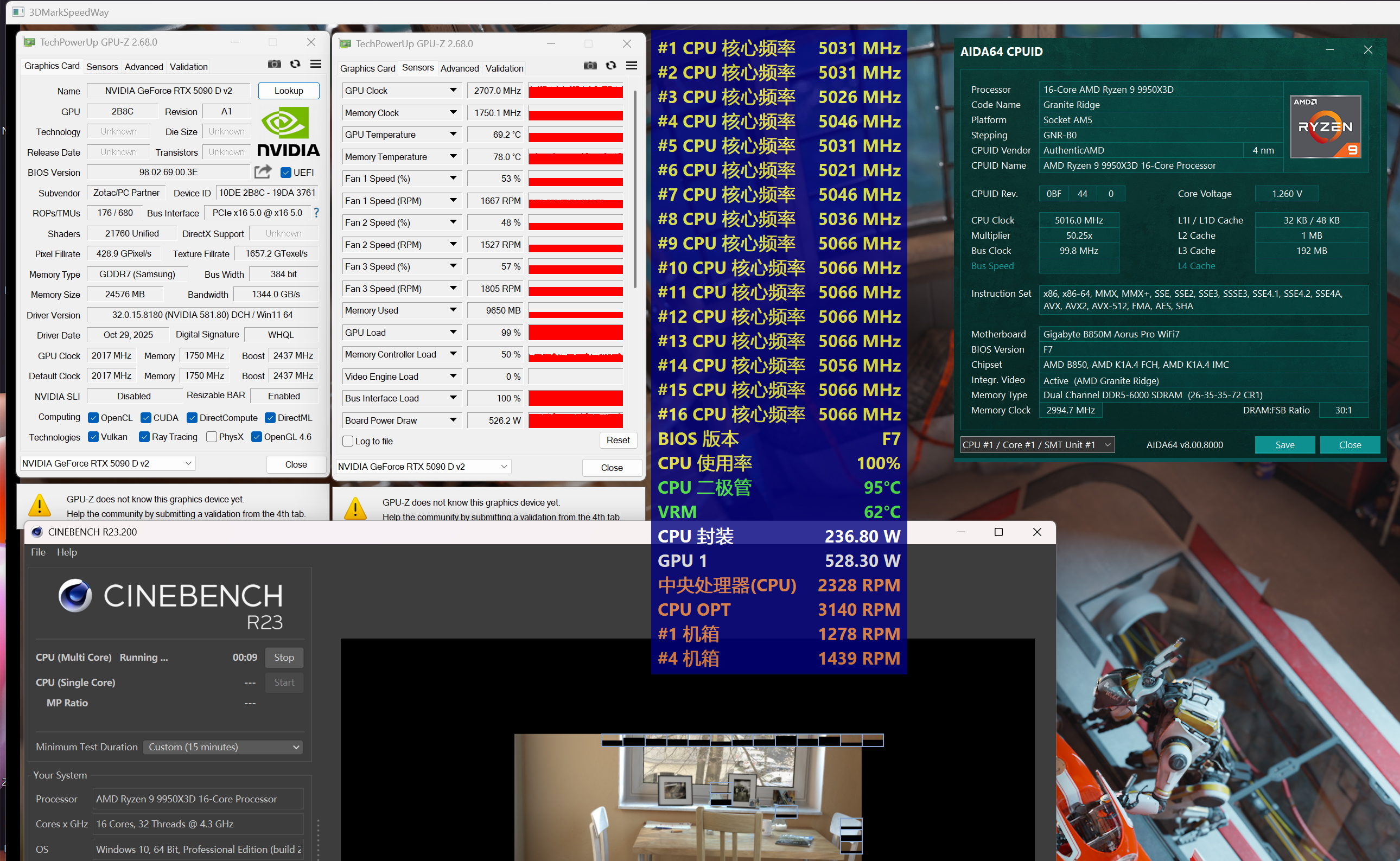 9950X3D_垂直风道机箱散热方案_九州风神CH270机箱评测