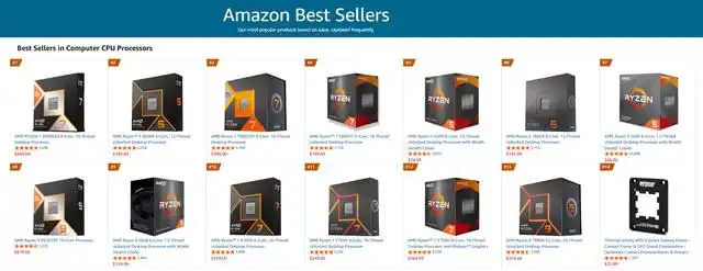 亚马逊CPU热销榜被AMD“屠榜” 前20名中占据19席 Intel几乎全线失守