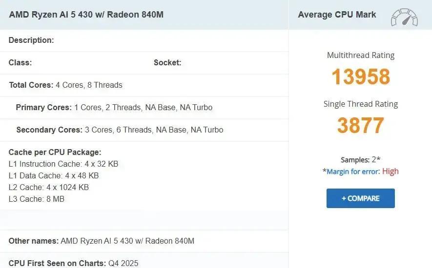 Ryzen AI_ RDNA 3.5 核显规格 _Ryzen AI 5 430 跑分测试 
