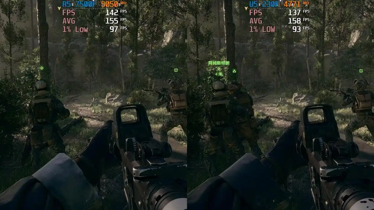 7500F_酷睿Ultra 5 230F 战地6 性能测试_锐龙5 7500F 使命召唤22 性能对比