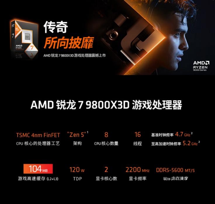 锐龙7 9800X3D 3D V-Cache 对比_AMD锐龙7 9800X3D 京东年货节_9800X3D