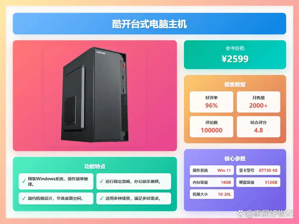 ROG电脑主机高端性能_9800X3D_酷开电脑主机性价比