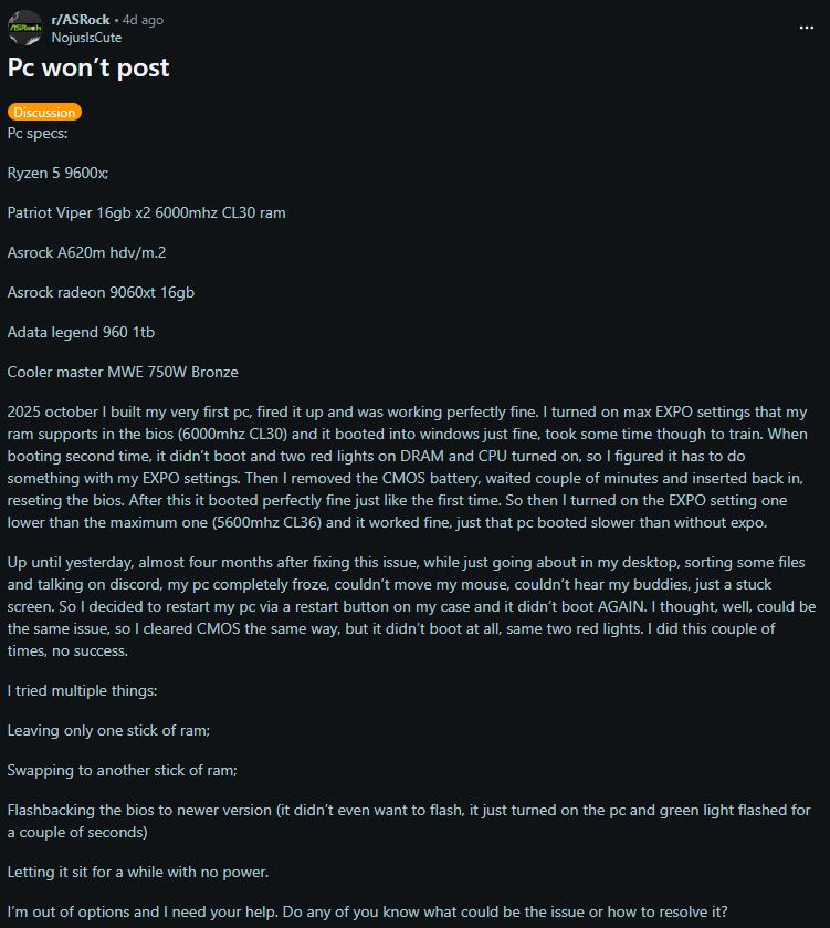 华擎主板AMD Ryzen 9000系列CPU损坏问题_华擎B850M系列主板Ryzen 5 9600X故障分析_9600X