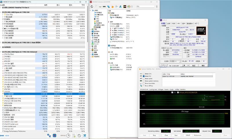 Ryzen AI_联想ThinkPad T14 Gen6 AMD锐龙AI 7 PRO 350处理器 商务本 AI性能测试