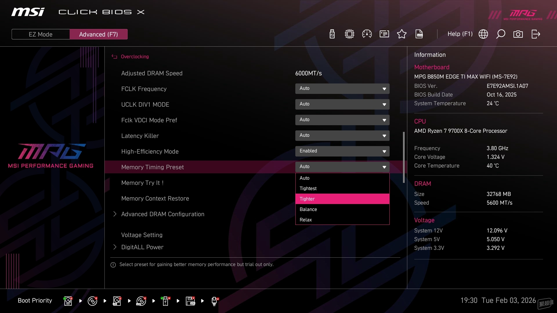 9700X_微星MPG B850M EDGE TI MAX WIFI刀锋钛 M-ATX主板 性价比