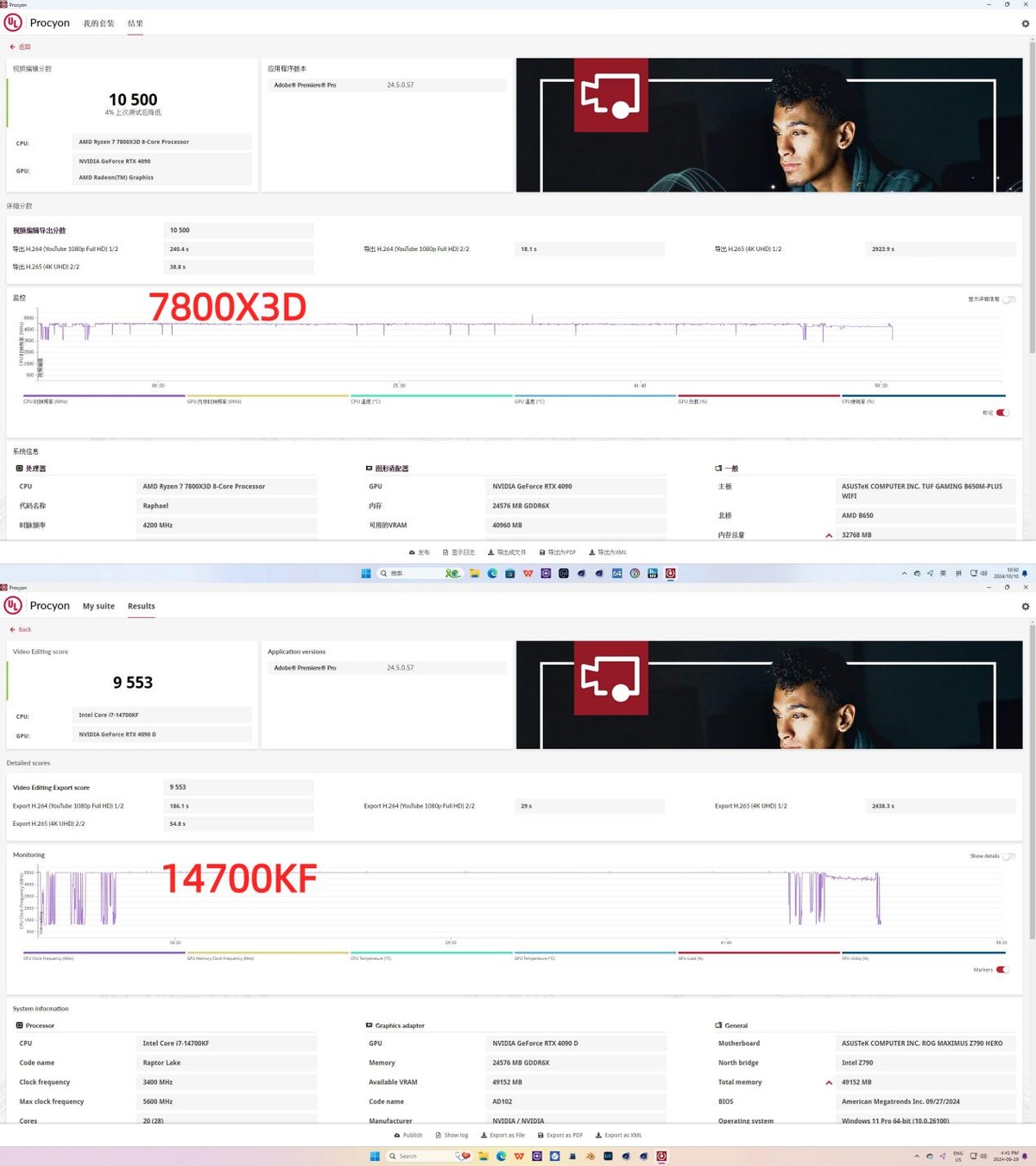 7800X3D性能对比14700KF评测_7800X3D_7800X3D游戏表现14700KF生产力测试