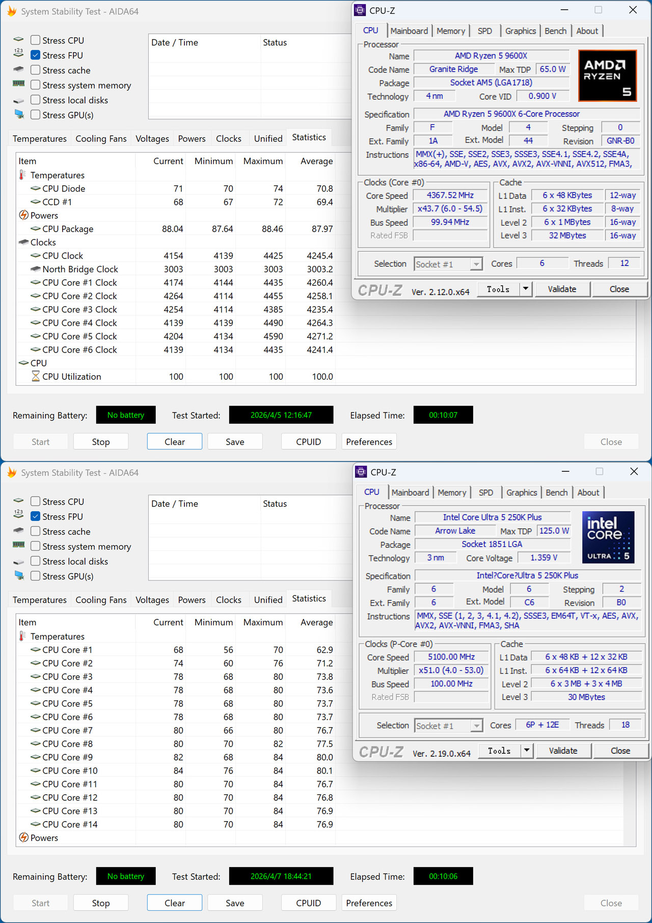 Intel Ultra5 250K Plus 游戏性能对比 AMD 锐龙5 9600X CPU评测_9600X