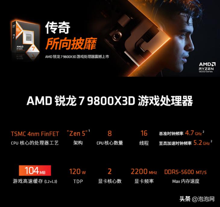 AMD锐龙7 9800X3D游戏性能_锐龙7 9800X3D 3D V-Cache技术_9800X3D