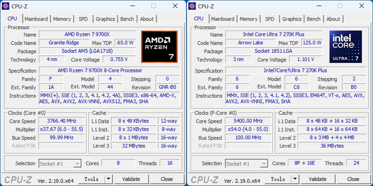 锐龙7 9700X Ultra7 270K Plus 对比测试_锐龙7 9700X 性能评测 Ultra7 270K Plus_9700X
