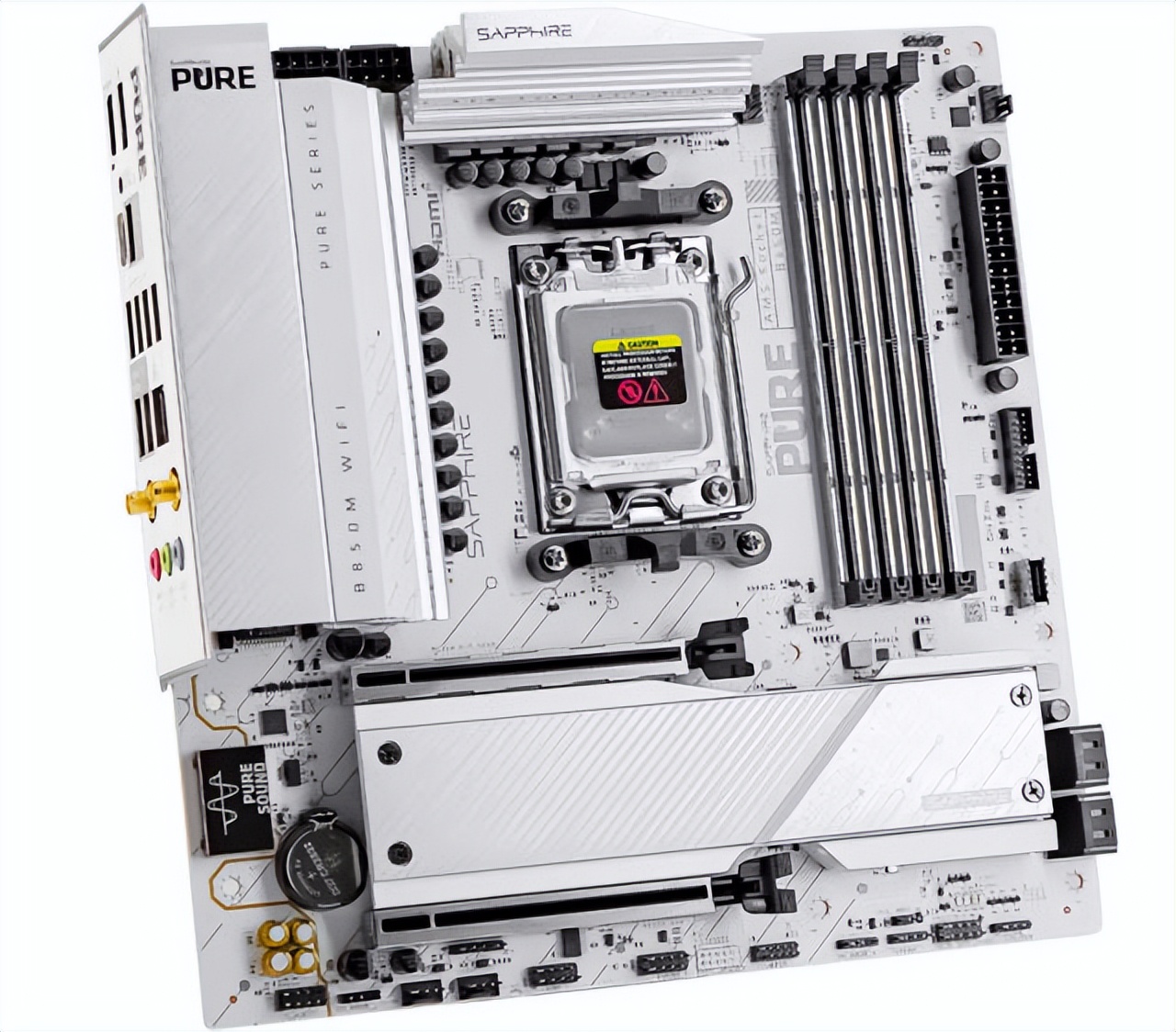 AMD锐龙R7-9700XZen5架构性能白色主题装机 _ 蓝宝石PURE极地B850MWIFIMATX主板供电 _9700X