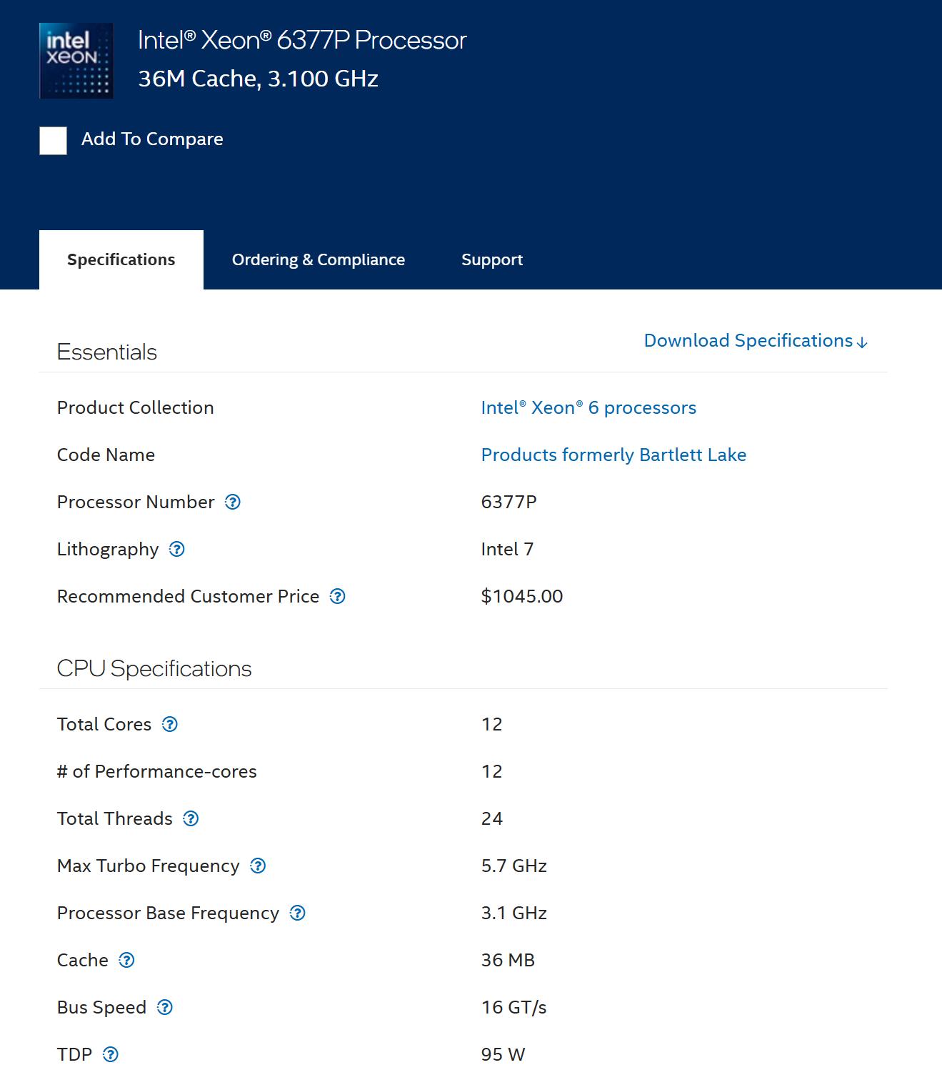 12核24线程至强CPU企业级应用_Xeon 6377P Bartlett Lake平台处理器_5700G
