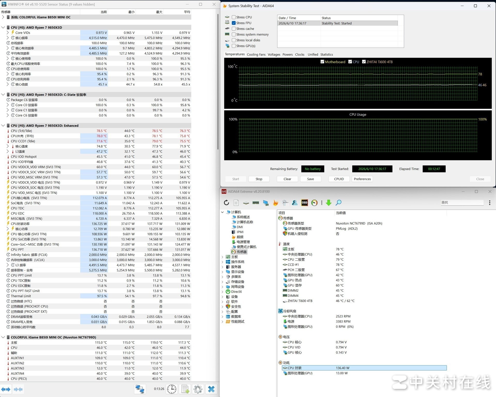 七彩虹iGame B850I MINI OC V14主板评测_9700X_七彩虹iGame B850I MINI OC V14主板性能
